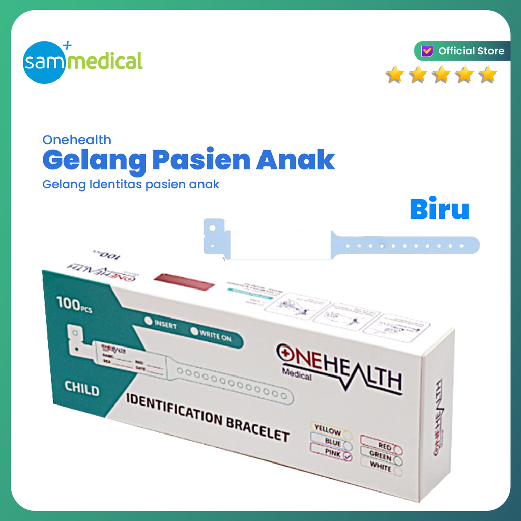 One Health Gelang Pasien Biru Anak @100pcs