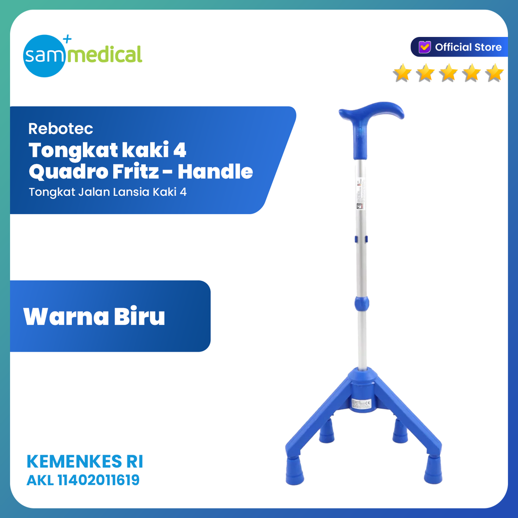 [120231351] Rebotec Quadro Fritz Handy Blue / Tongkat Kaki 4 Piramid