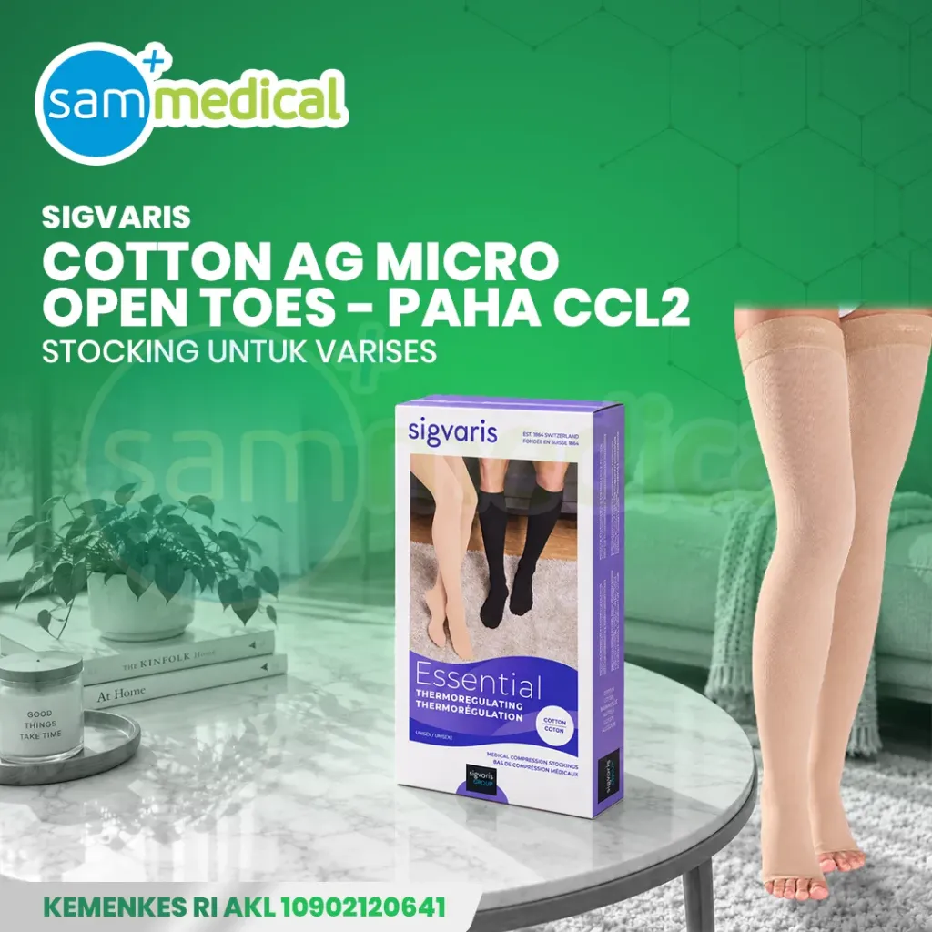 [120231359] SIGVARIS COTTON AG MICRO Open Toes - Paha CCL2 Size XL (Long) (316694)