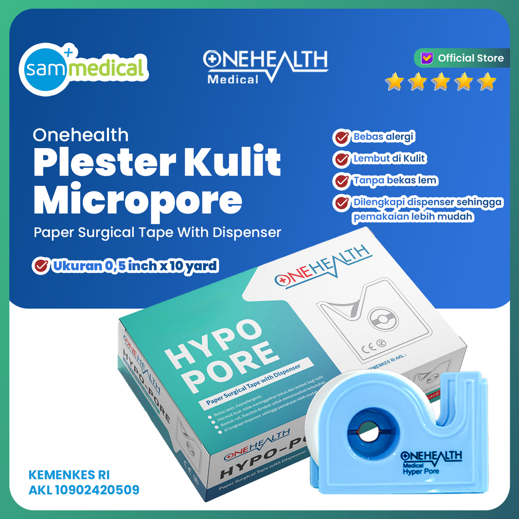 [120231371] One Health Micropore Hypo Pore Surgical Tape 0.5 Inch@pcs