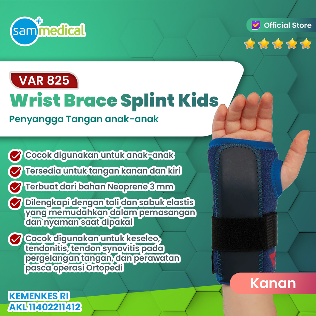 [120231390] Variteks Kids Wrist Brace Splint Right / Kanan VAR 825