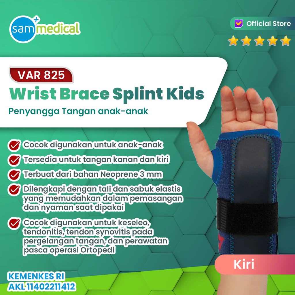Variteks Kids Wrist Brace Splint Left / Kiri VAR 825