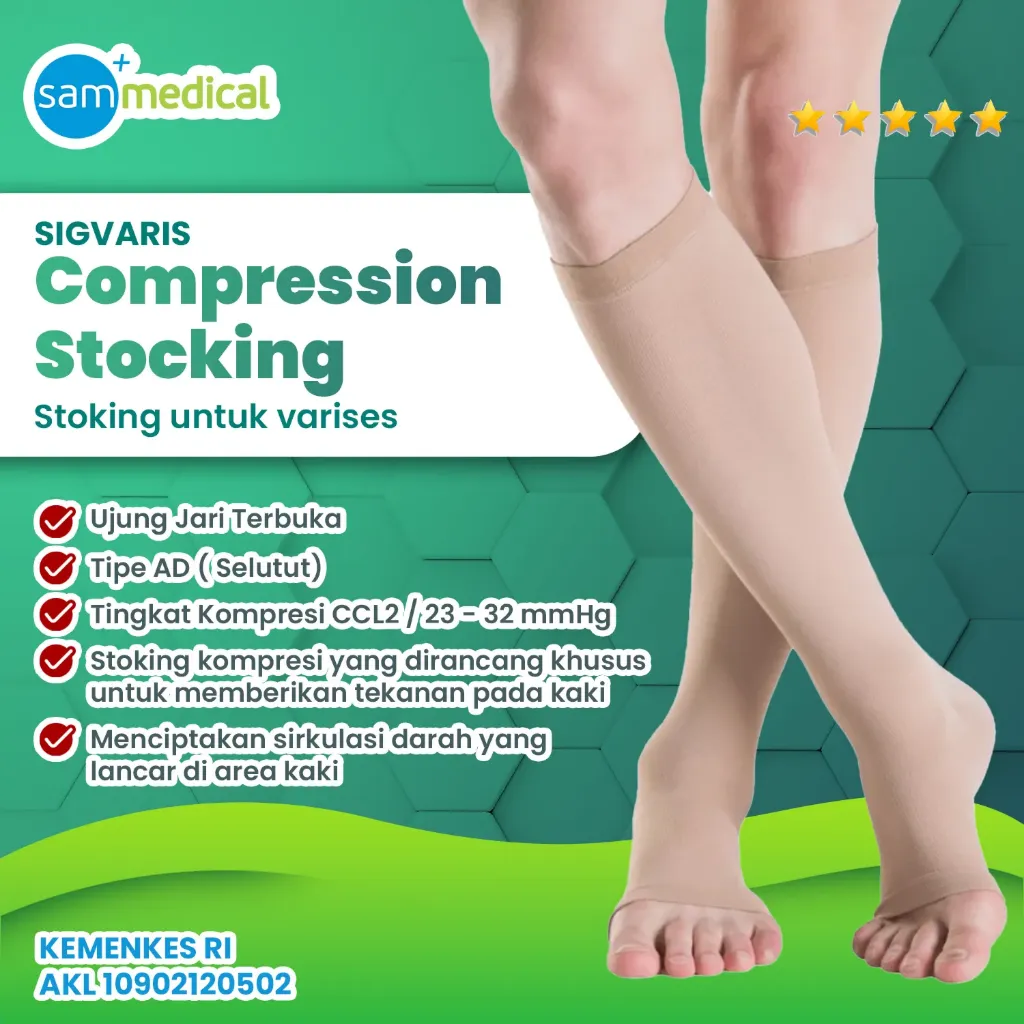 [120231425] SIGVARIS COTTON AD Open Toes - Lutut CCL2 Size XXS Plus (Normal)(56278)