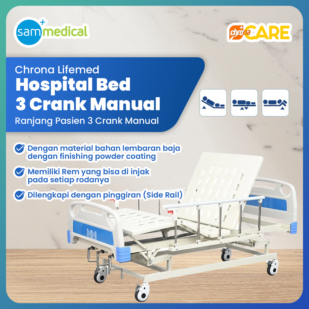 [120231429] Chrona Lifemed Hospital Bed 3 Crank Manual Ekonomis GHA5-3