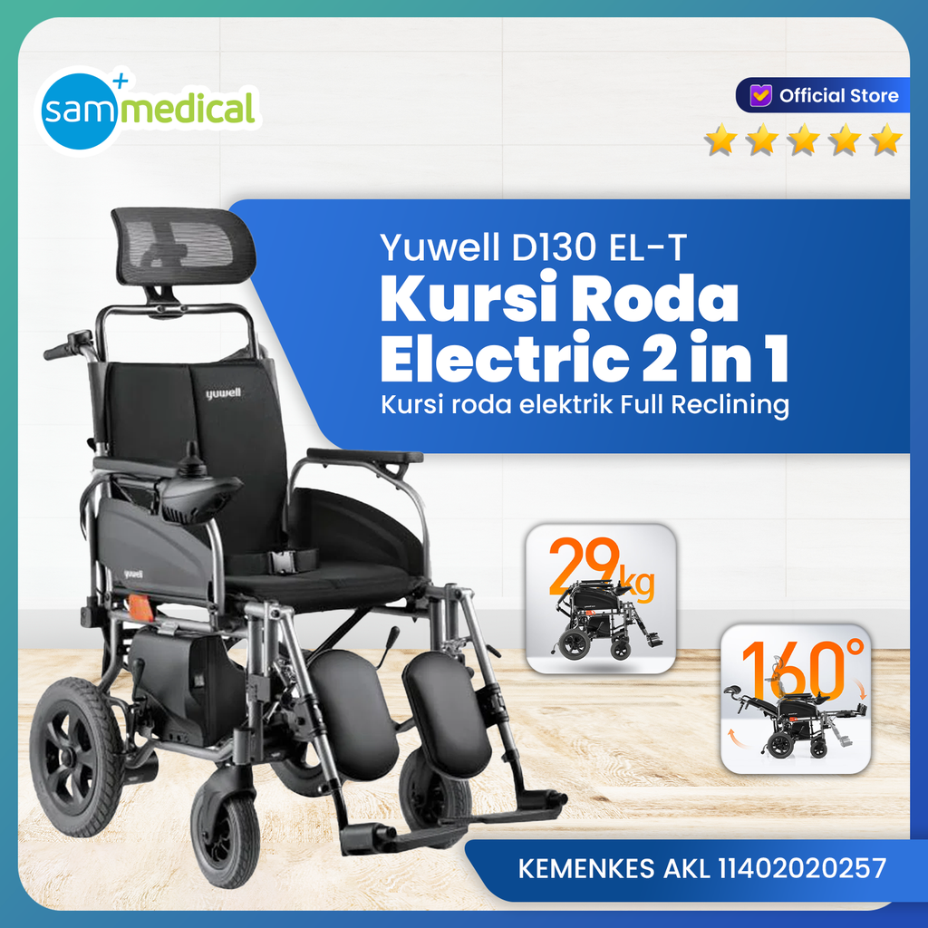 [120231438] Yuwell Kursi Roda Electric 2 in 1 Baring +Kaki Naik D 130 EL-T