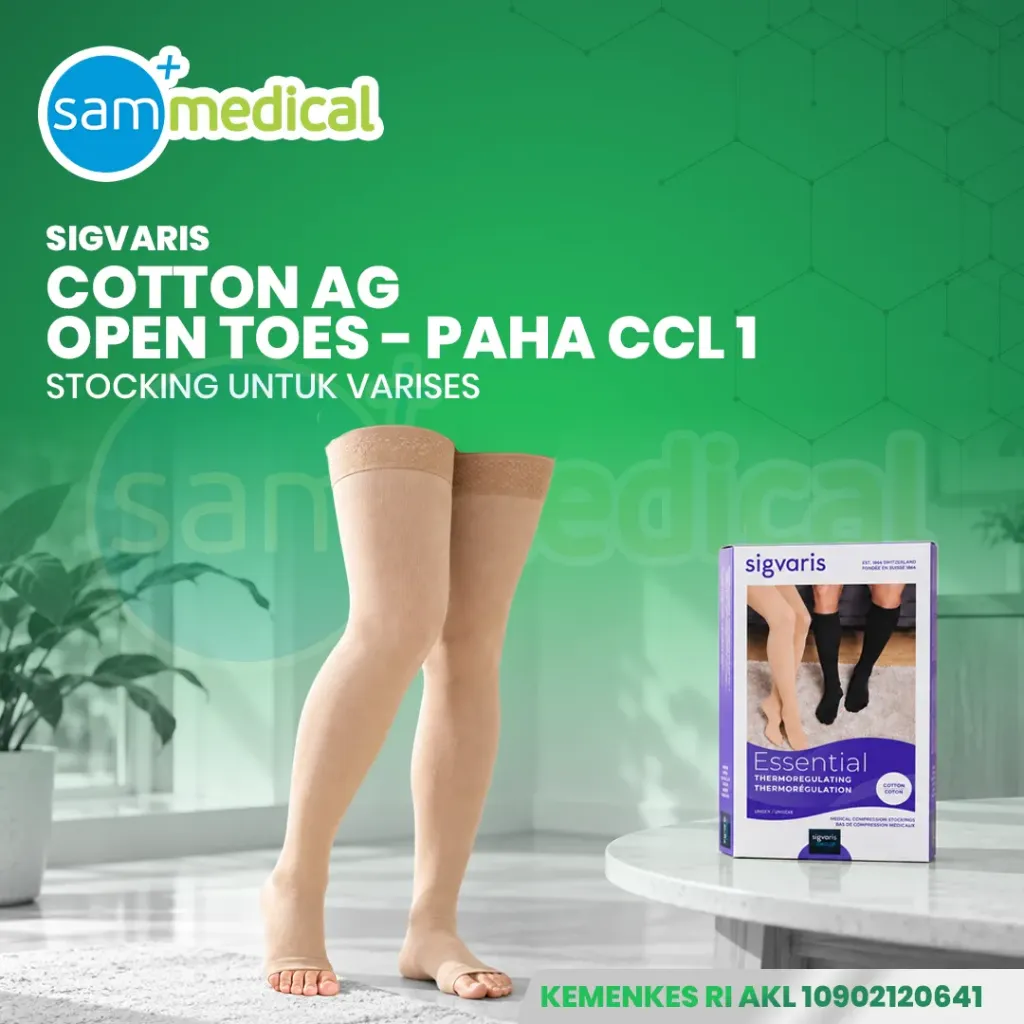 SIGVARIS COTTON AG Open Toes - Paha CCL1 Size XL (Long)(316550)