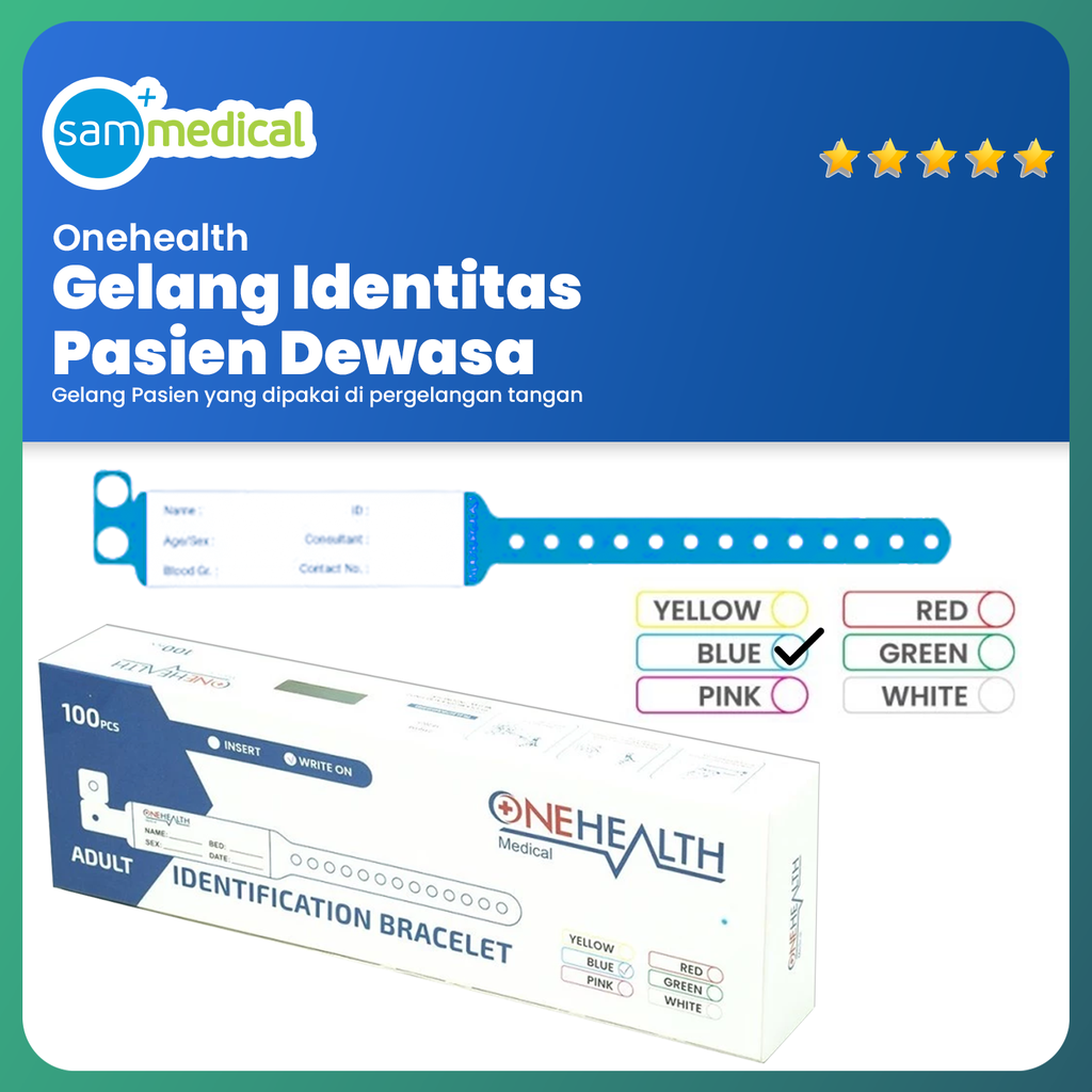 [120231478] One Health Gelang Pasien Biru Dewasa @100pcs