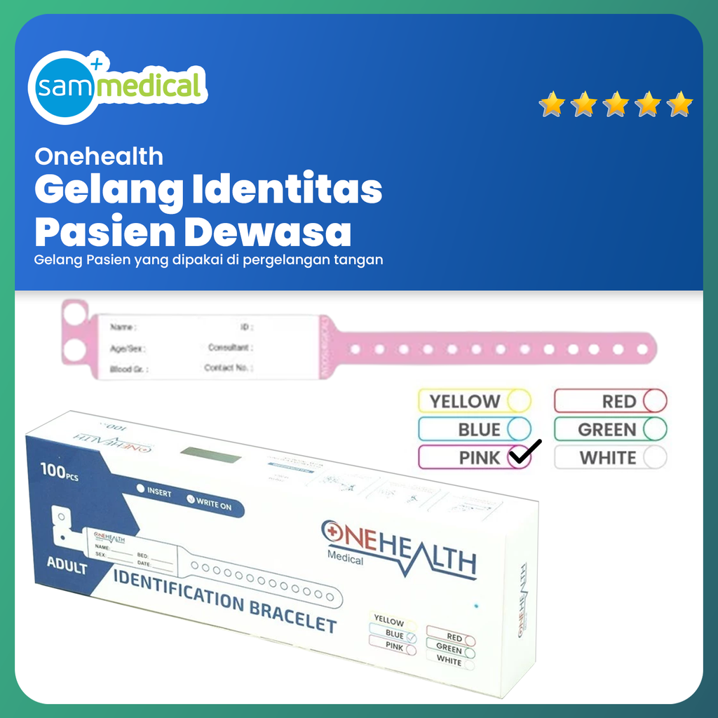One Health Gelang Pasien Pink Dewasa @100pcs