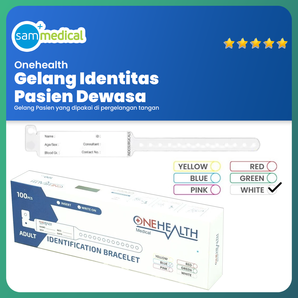 One Health Gelang Pasien Putih Dewasa @100pcs
