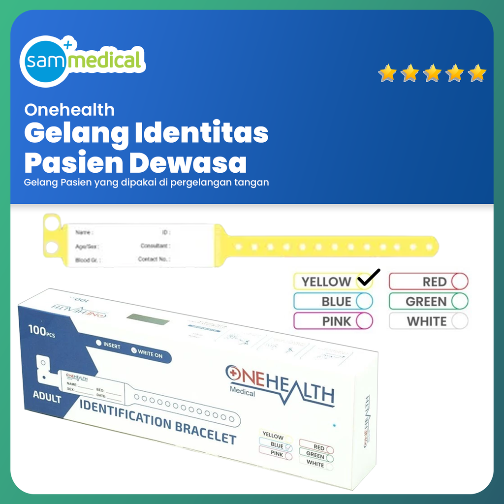 One Health Gelang Pasien Kuning Dewasa @100pcs
