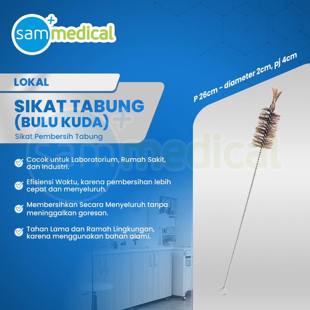 Sikat Tabung (Bulu Kuda) KECIL P 26cm - diameter 2cm, pj 4cm
