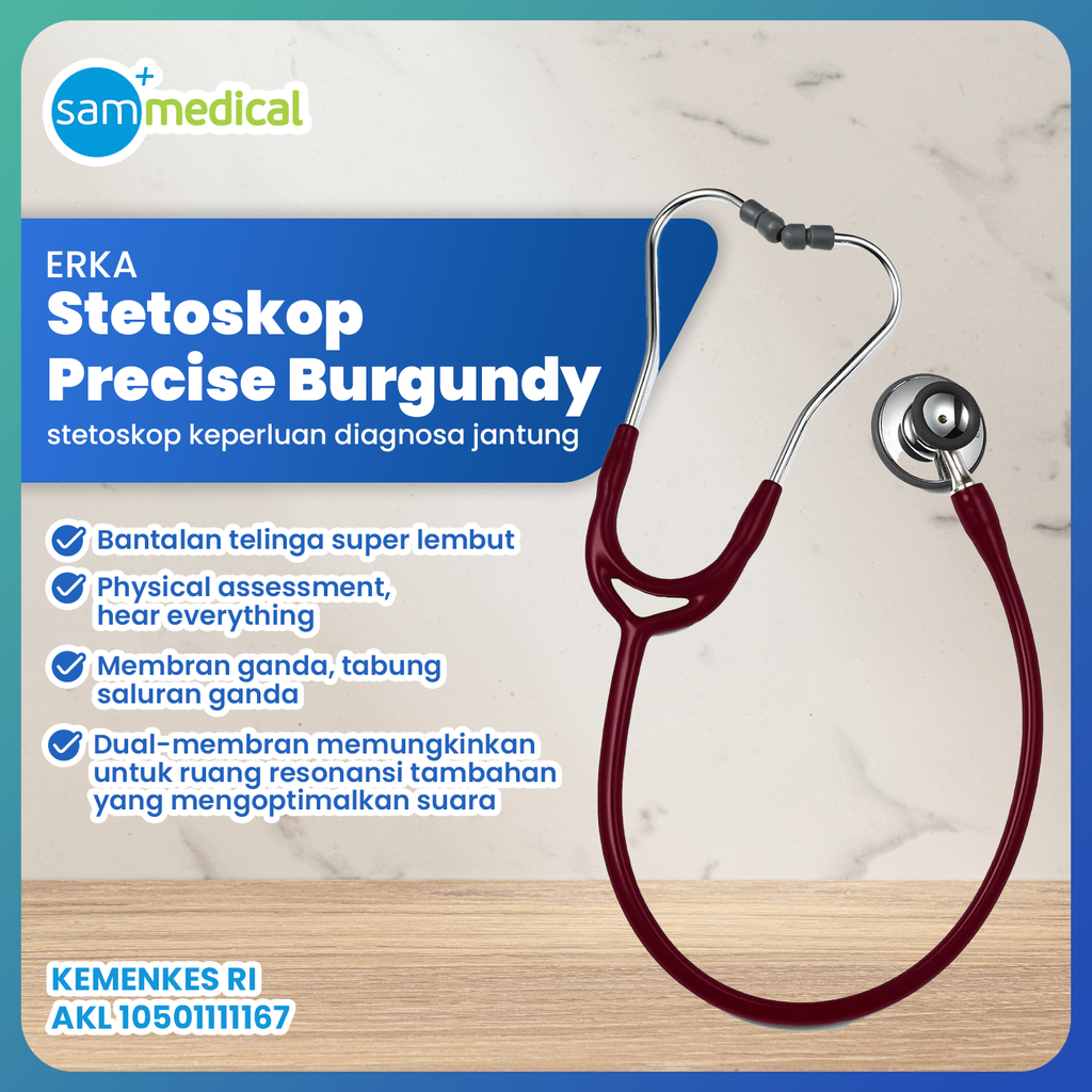 [120231531] Erka Stethoscope Precise Cardiology - Burgundy