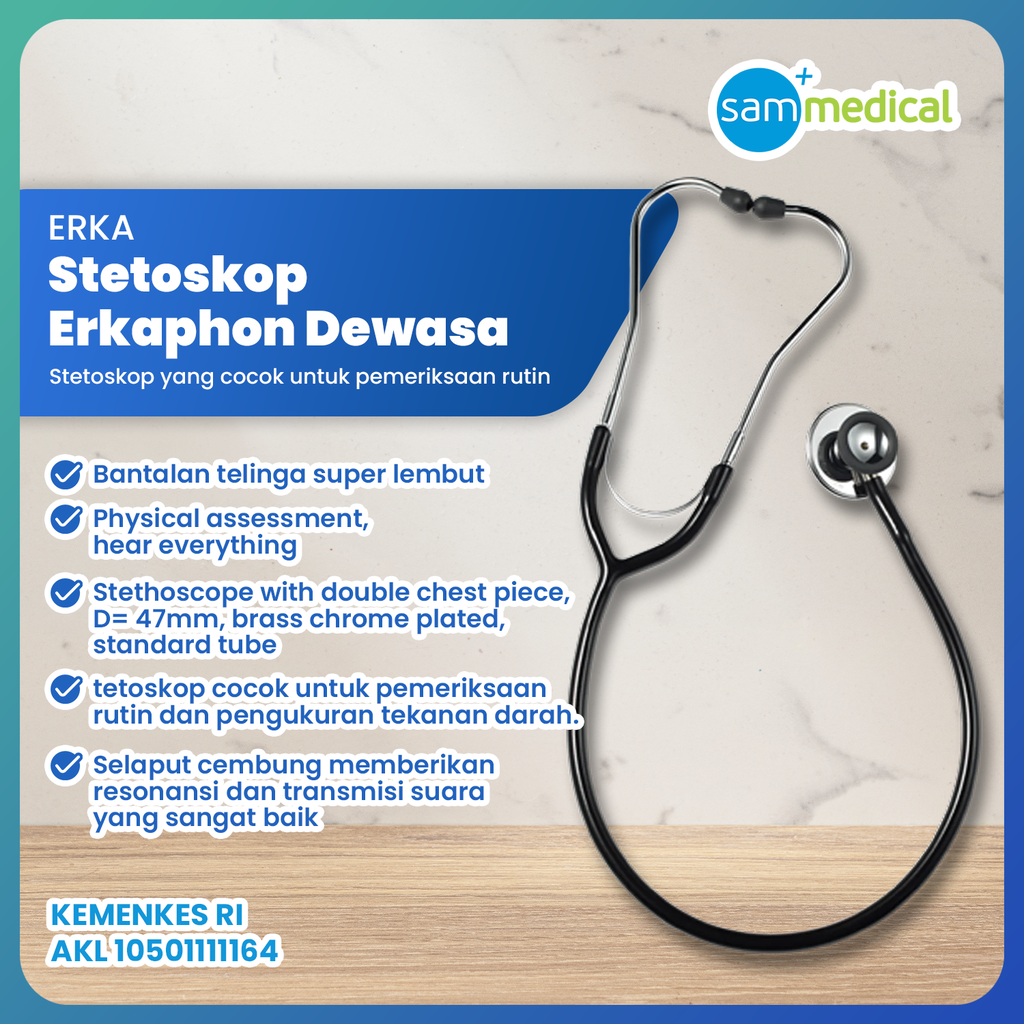 [120231535] Erka Stethoscope Erkaphon Adult Matt Chrome Deluxe- Black