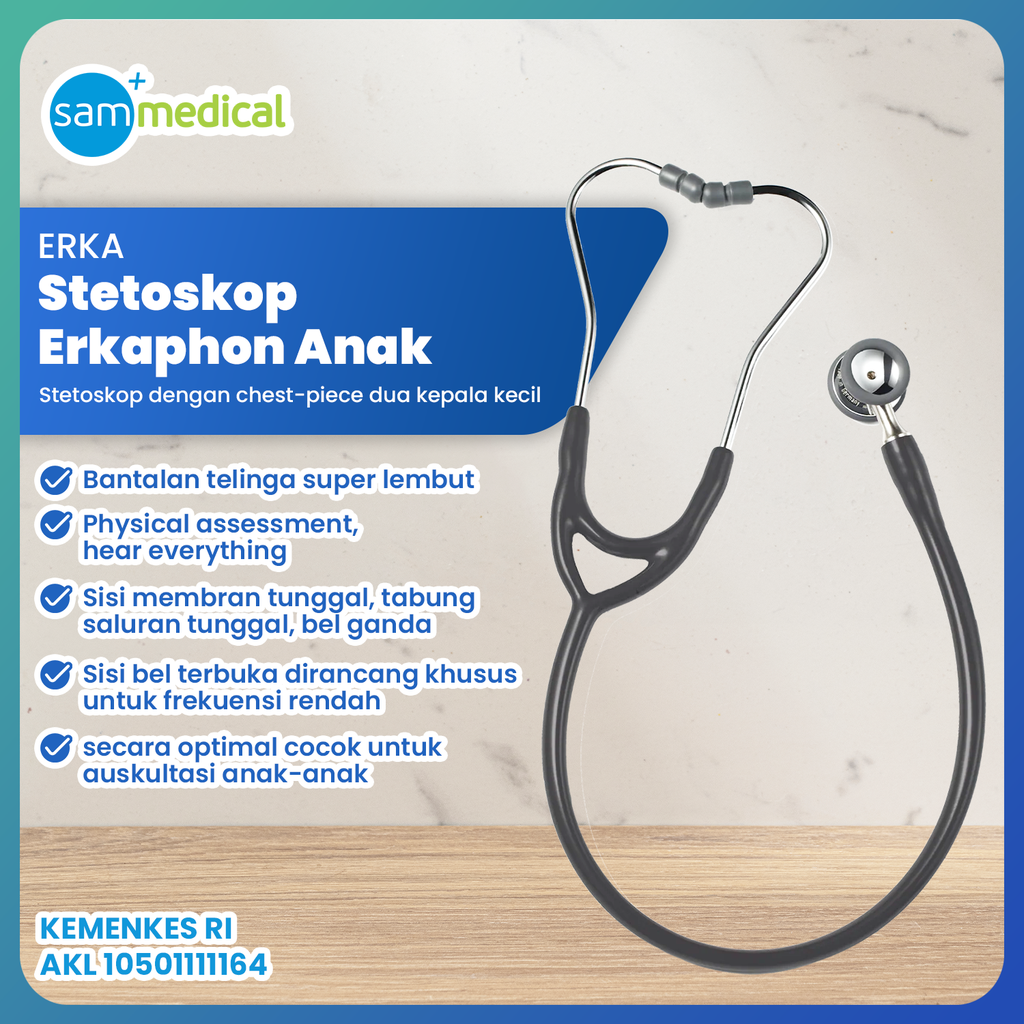 [120231536] Erka Stethoscope Erkaphon Anak - Dark Grey