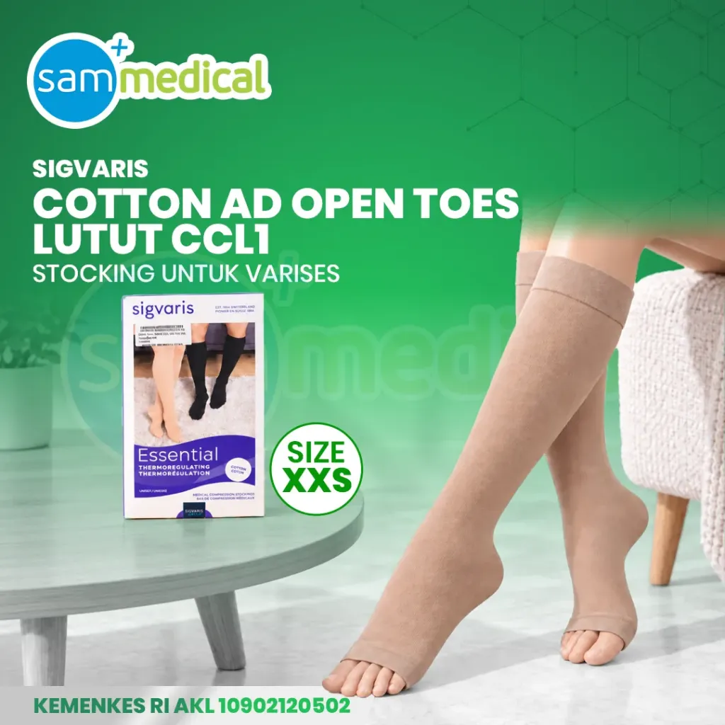 [120231542] SIGVARIS COTTON AD Open Toes - Lutut CCL1 Size XXS(50236/56236)