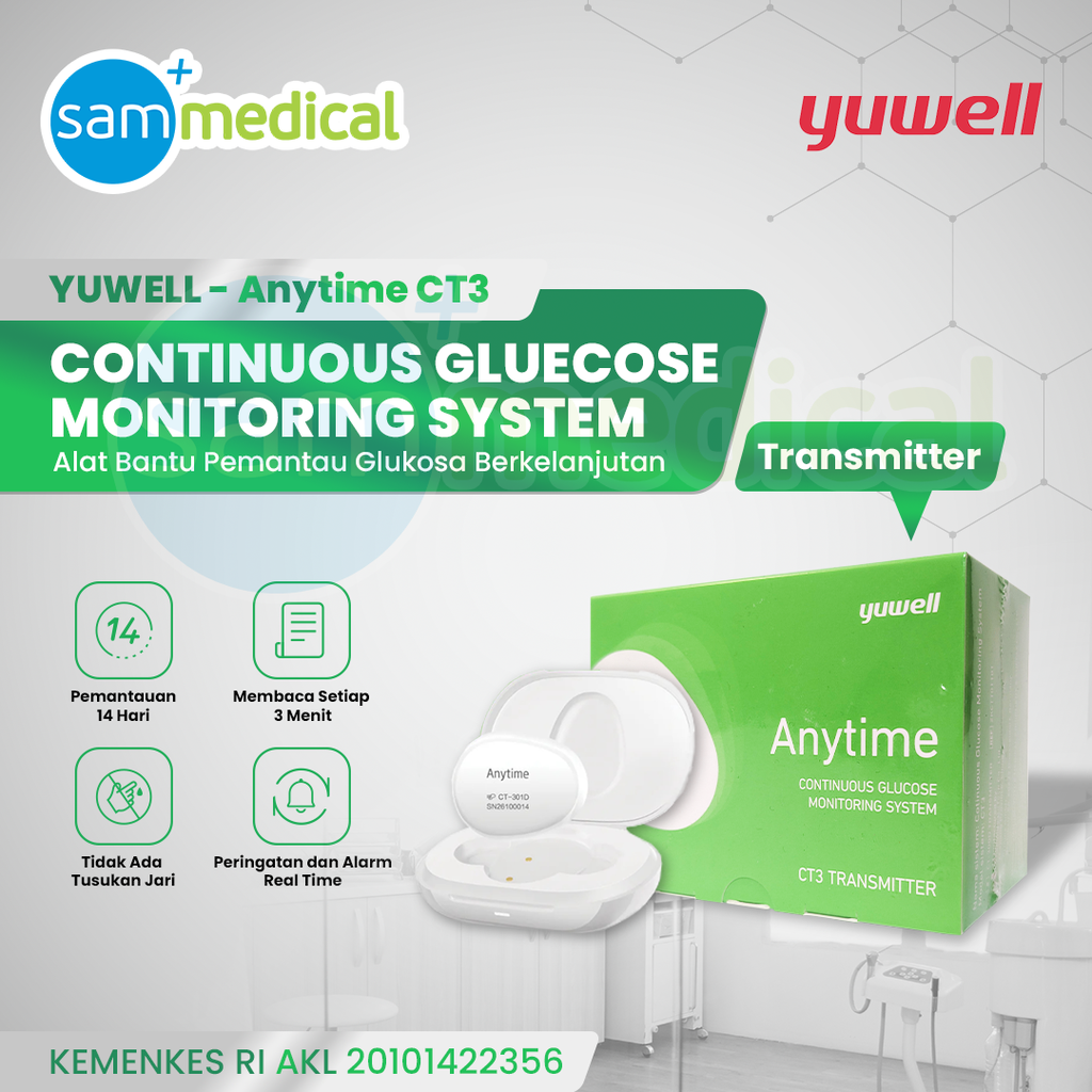[120231543] YUWELL CT3 Transmitter Anytime Continuous Glucose Monitor (CGM)