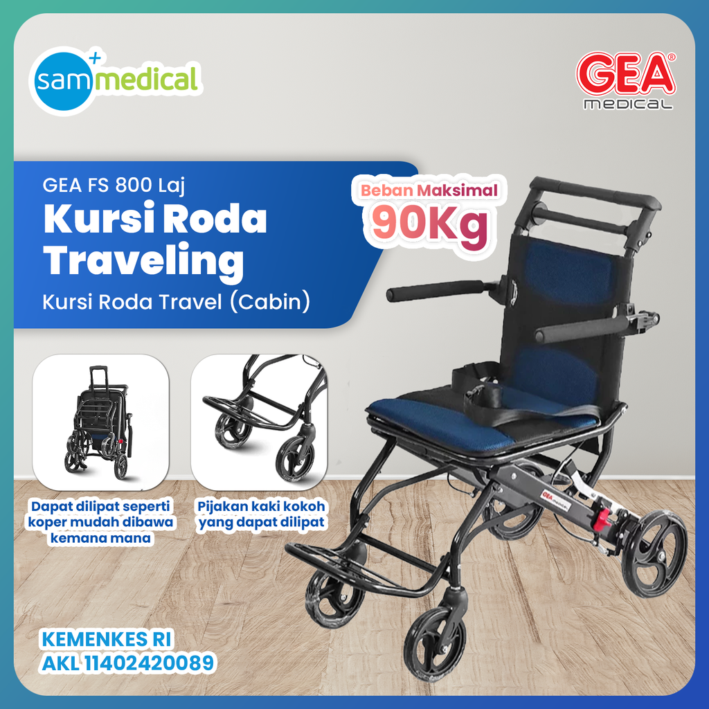 [120231550] Gea Kursi Roda Travelling Allumunium Fs 800 Laj- Grey
