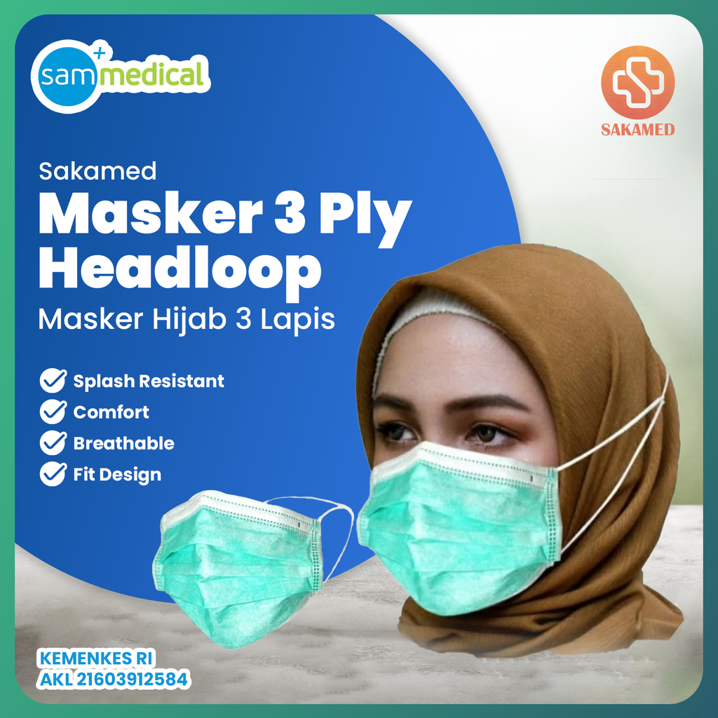 Sakamed Masker Hijab Green @50pcs