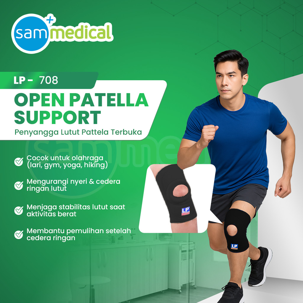 [120231600] Lp Support Knee Open Patella Black LP 708 - L