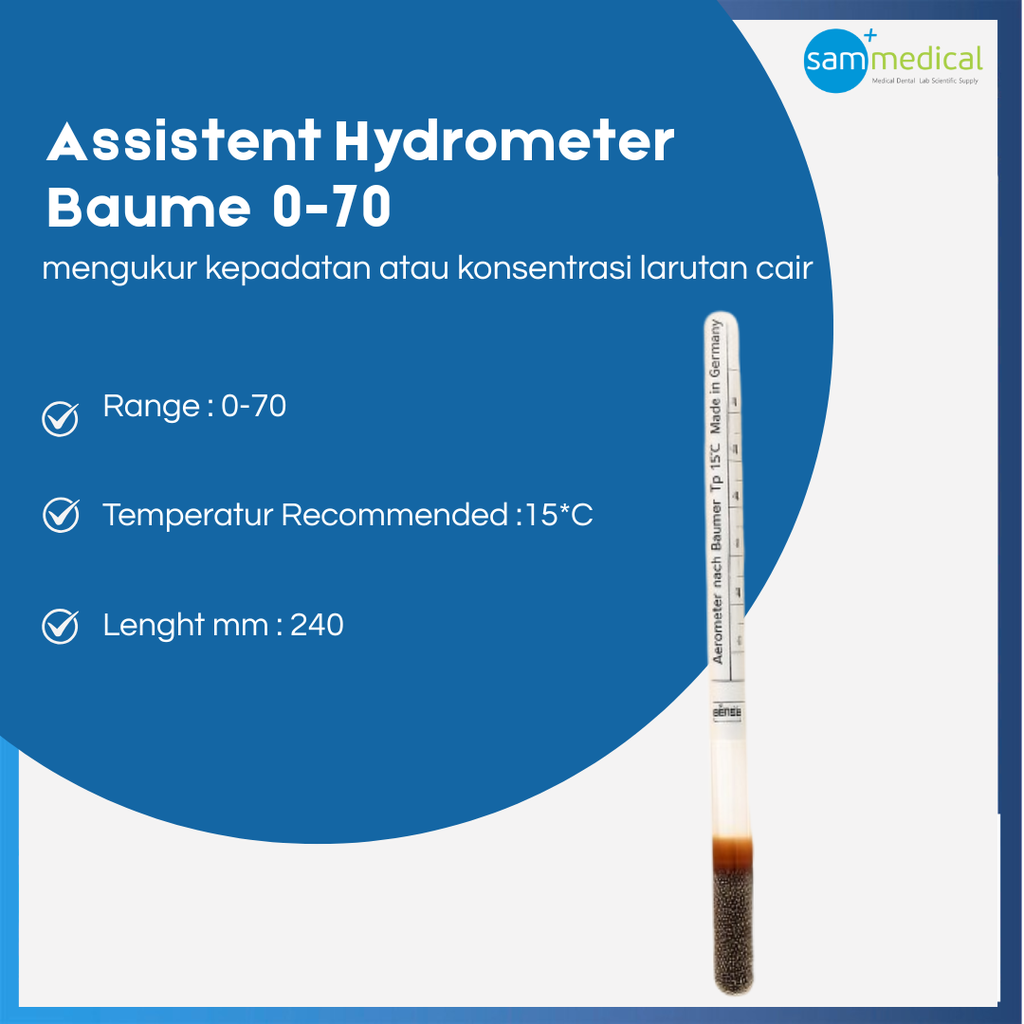 Assistent Hydrometer Baume 0-70 oBe(46140004)