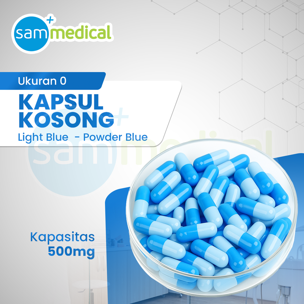 Kapsul Kosong No 0 (500mg) - L Blue PWD Blue