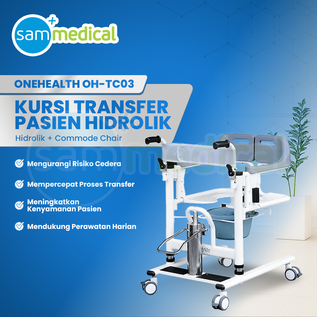 [120231732] One Health Kursi Transfer Pasien Hidrolik + Commode Chair  OH-TC03 