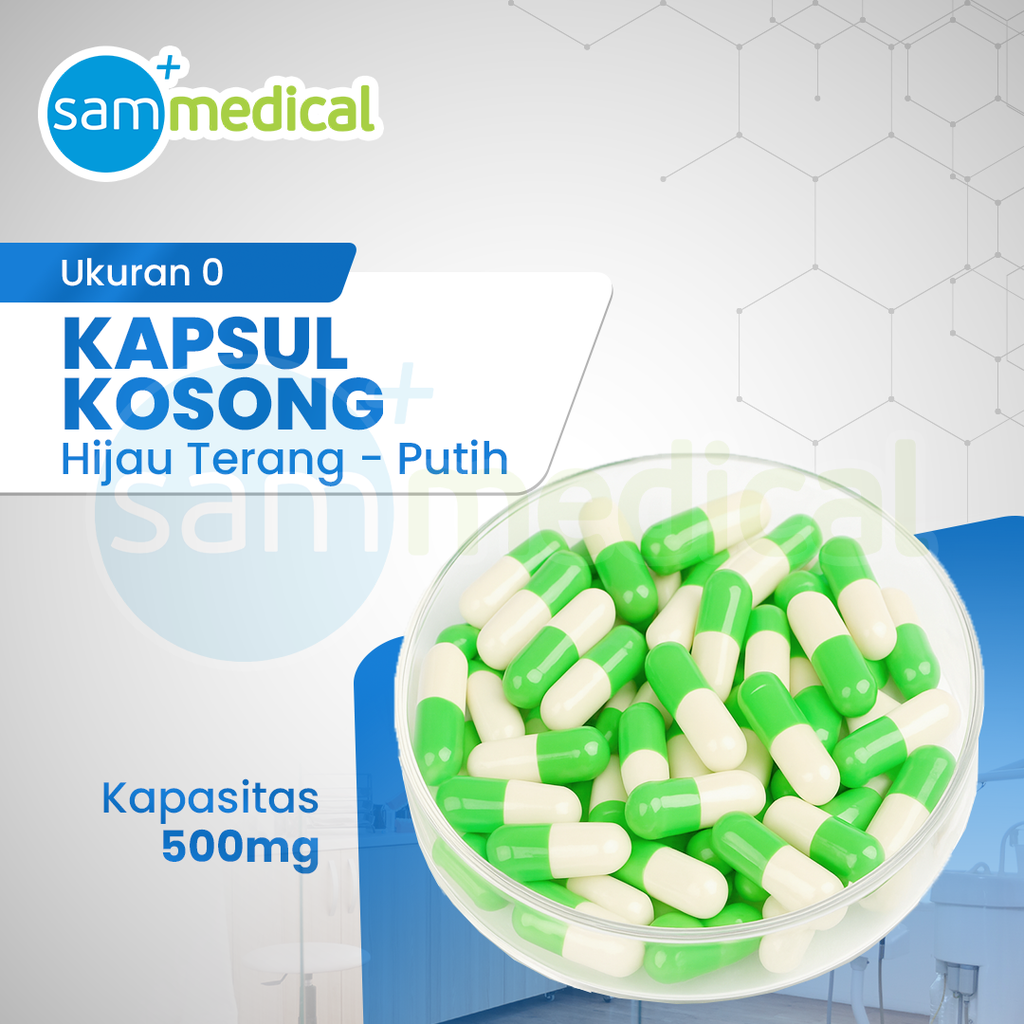 Kapsul Kosong No 0 (500mg) - Hijau Terang Putih