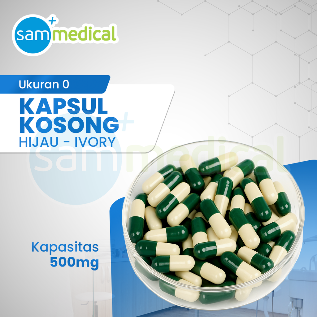 Kapsul Kosong No 0 (500mg) - Hijau Ivory