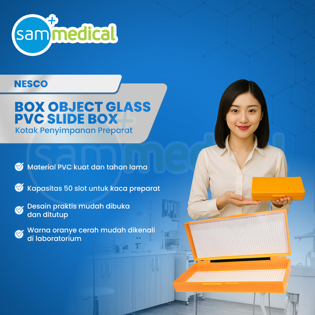 Nesco PVC Slide Box / Kotak Preparat isi 50 Objek Glass(Orange)