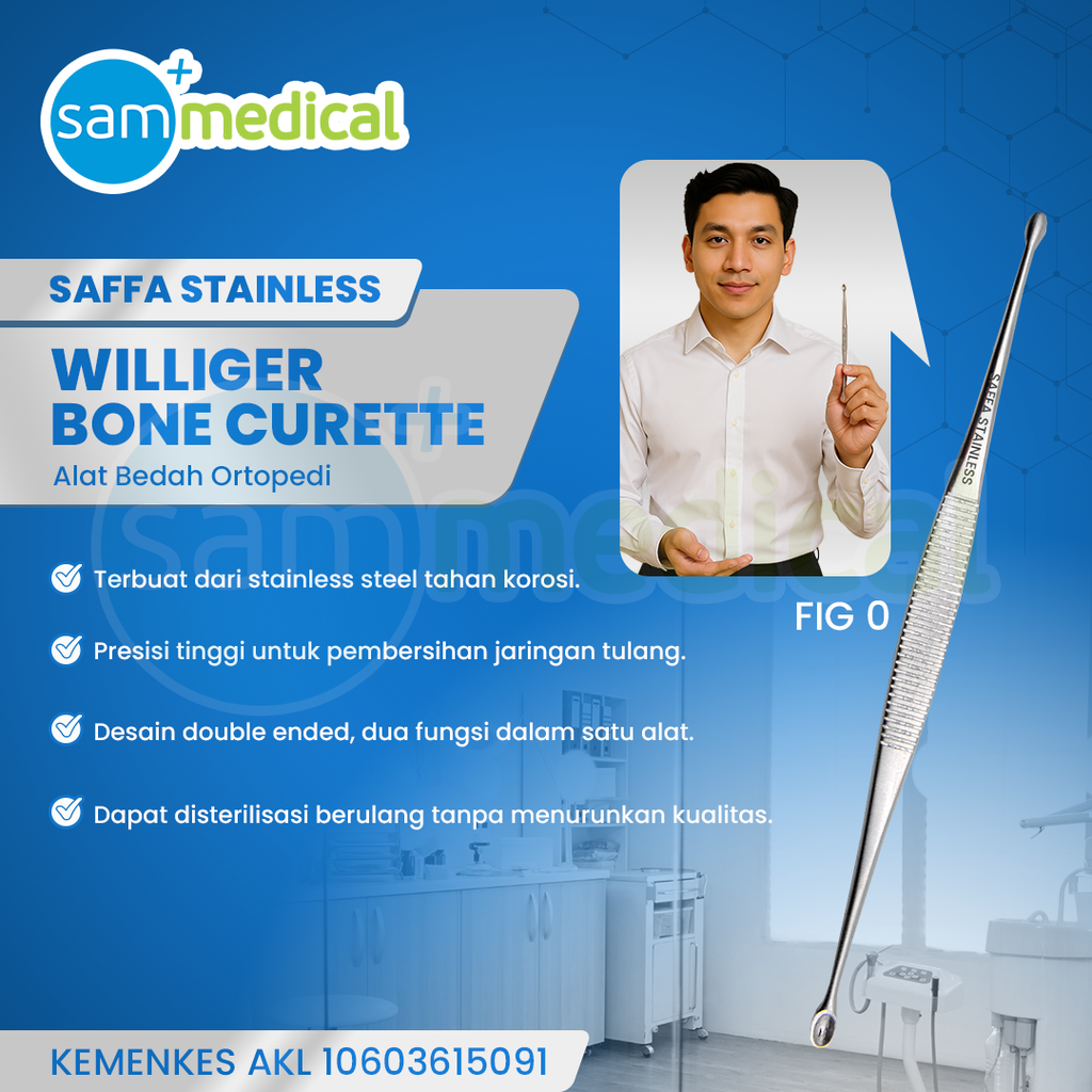 Saffa Williger Bone Curette Double Ended Fig 0