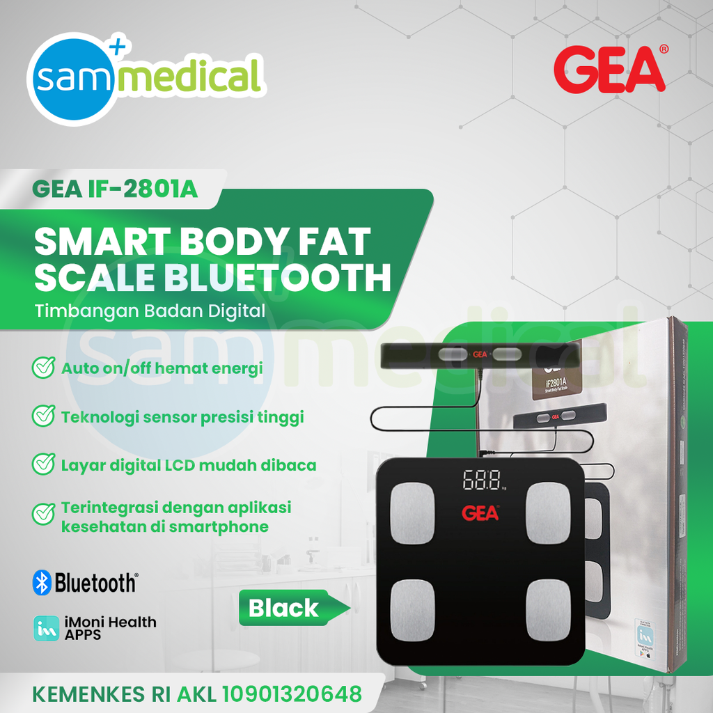 Gea Timbangan Digital Body Fat Scale Bluetooth IF-2801A Black
