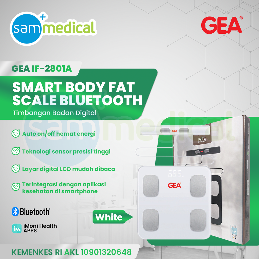 [120231850] Gea Timbangan Digital Body Fat Scale Bluetooth IF-2801A White