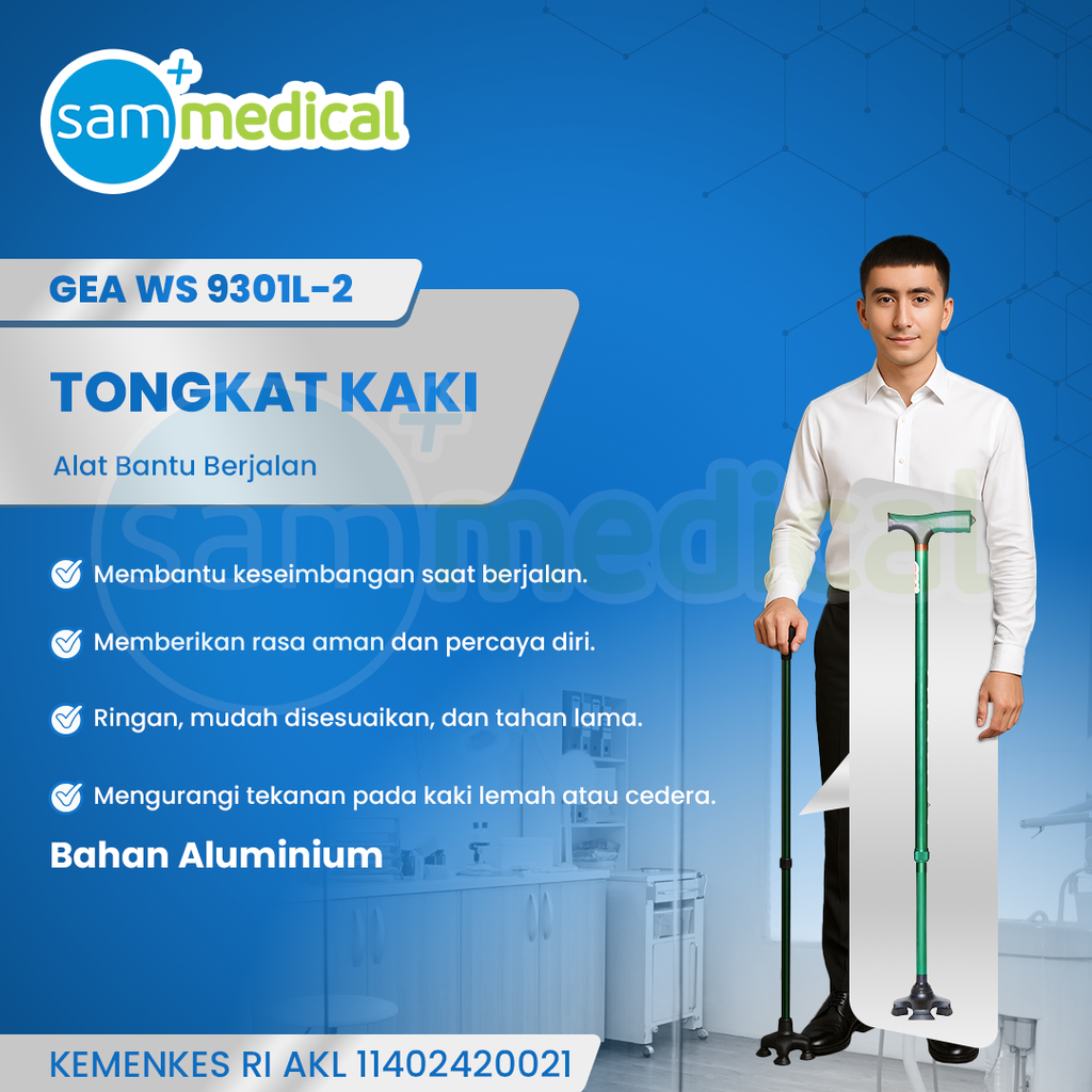 [120231856] Gea Tongkat Kaki 1 WS 9301L-2 Bright Green