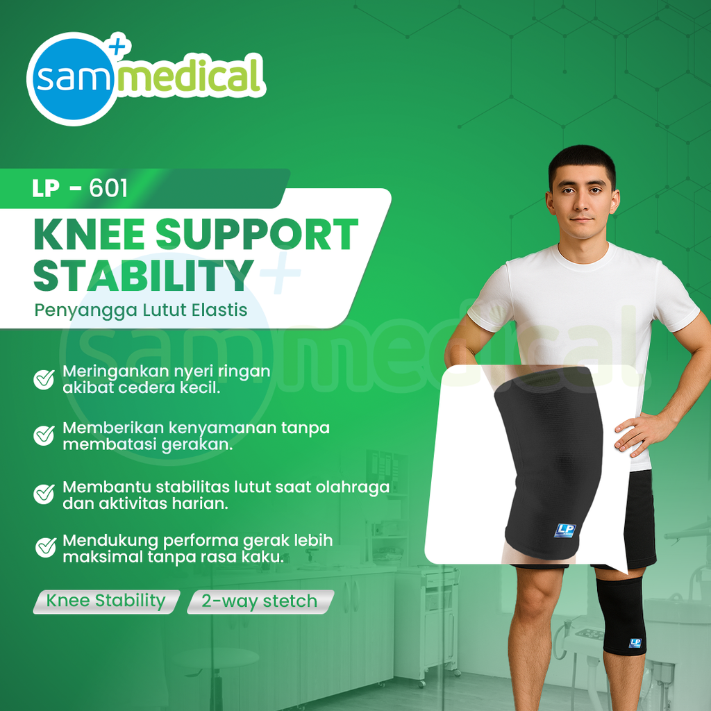 [120231859] LP Support Knee Elastic Black Size M - LP 601