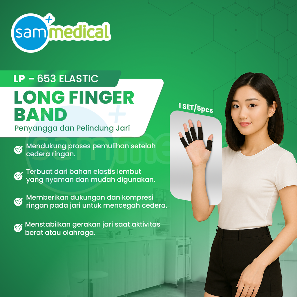 LP Support Long Finger Band Black (5-PCS/Set)
