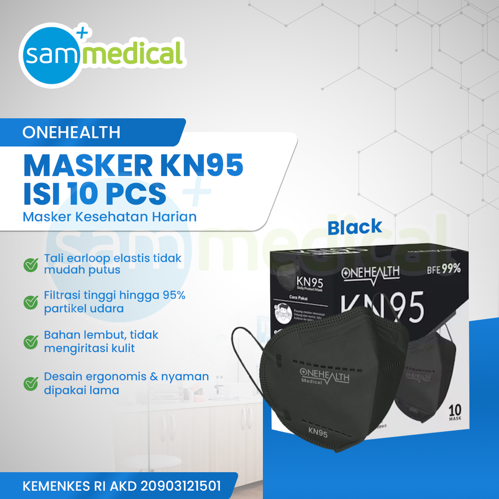 [120231872] One Health Masker KN95 Black isi 10pcs