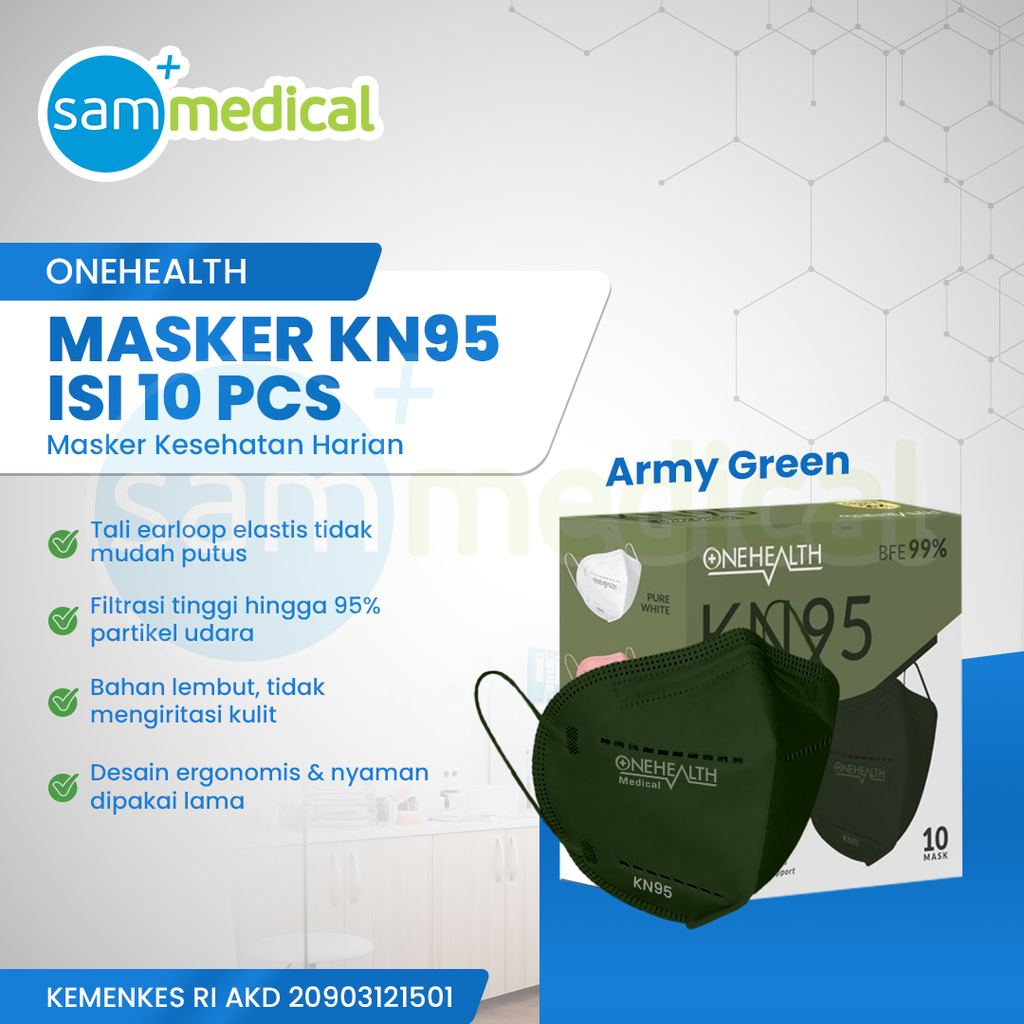 [120231873] One Health Masker KN95 Army Green isi 10pcs