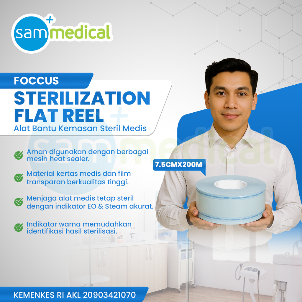 [120231906] Foccus Sterilization Bag - 7.5cm x 200m (roll)