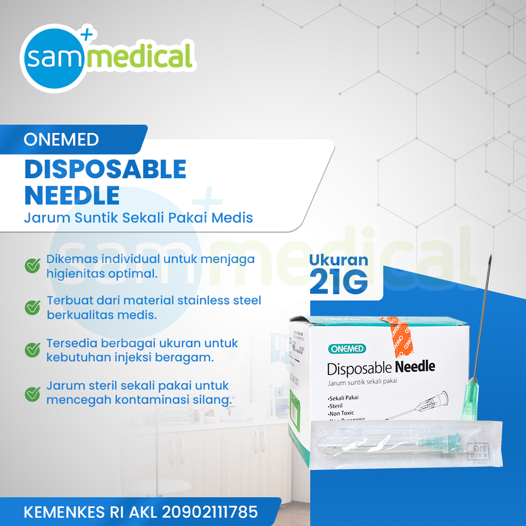 One Med Needle 21Gx1-1/2" @100pcs