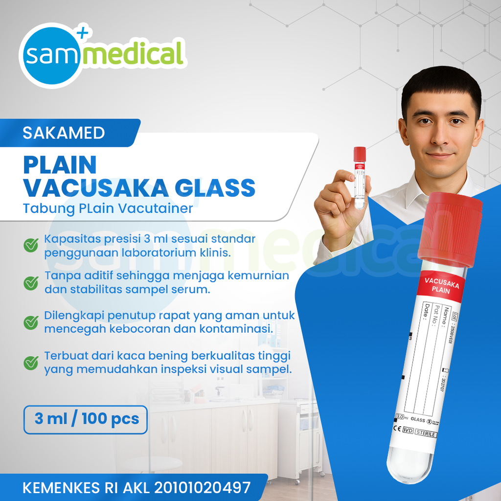 [120231935] SAKAMED Plain 3 ml Glass Tube@100 pcs