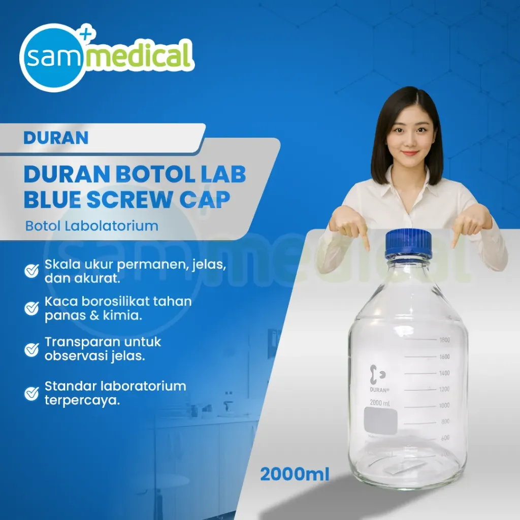 [120231939] Duran Botol Lab + Blue Screw Cap - 2 Liter 