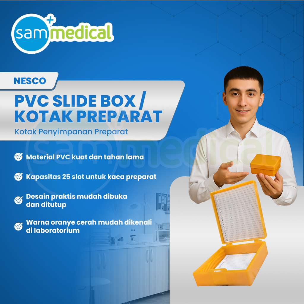 Nesco PVC Slide Box / Kotak Preparat isi 25 Objek Glass(Orange)