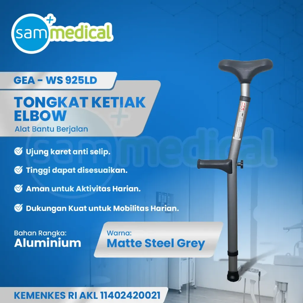 [120231970] Gea Tongkat Ketiak Elbow / Crutch WS 925LD (matte steel grey) @Pcs