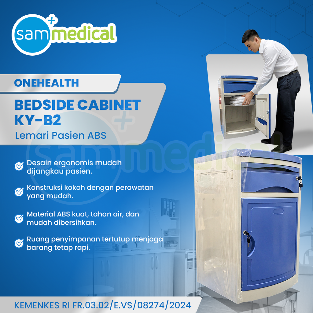 [120231974] One Health Bed Side Cabinet ABS KY-B2 (BIRU)