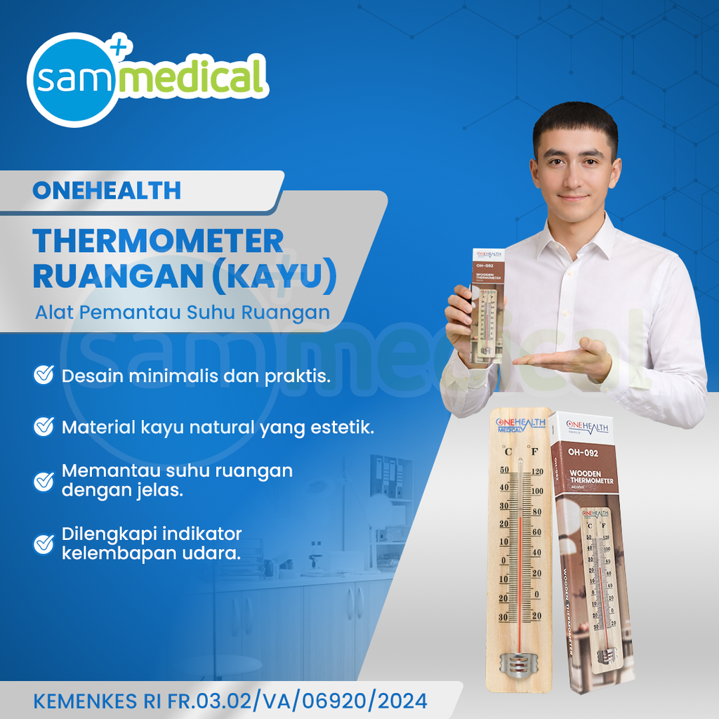 [120231975] One Health Thermometer Ruangan - Kayu OH-092