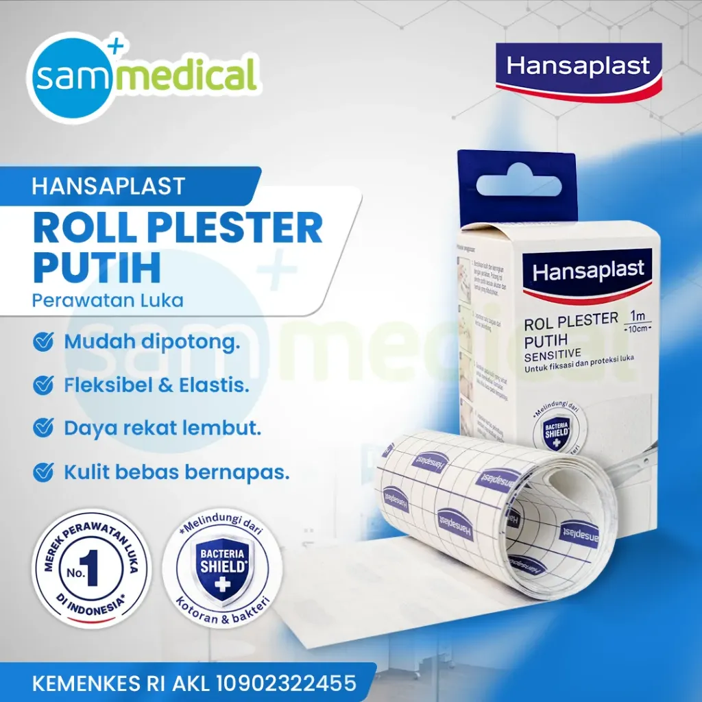 [120231996] Hansaplast Plester Roll Putih Sensitive 10cmx 1M