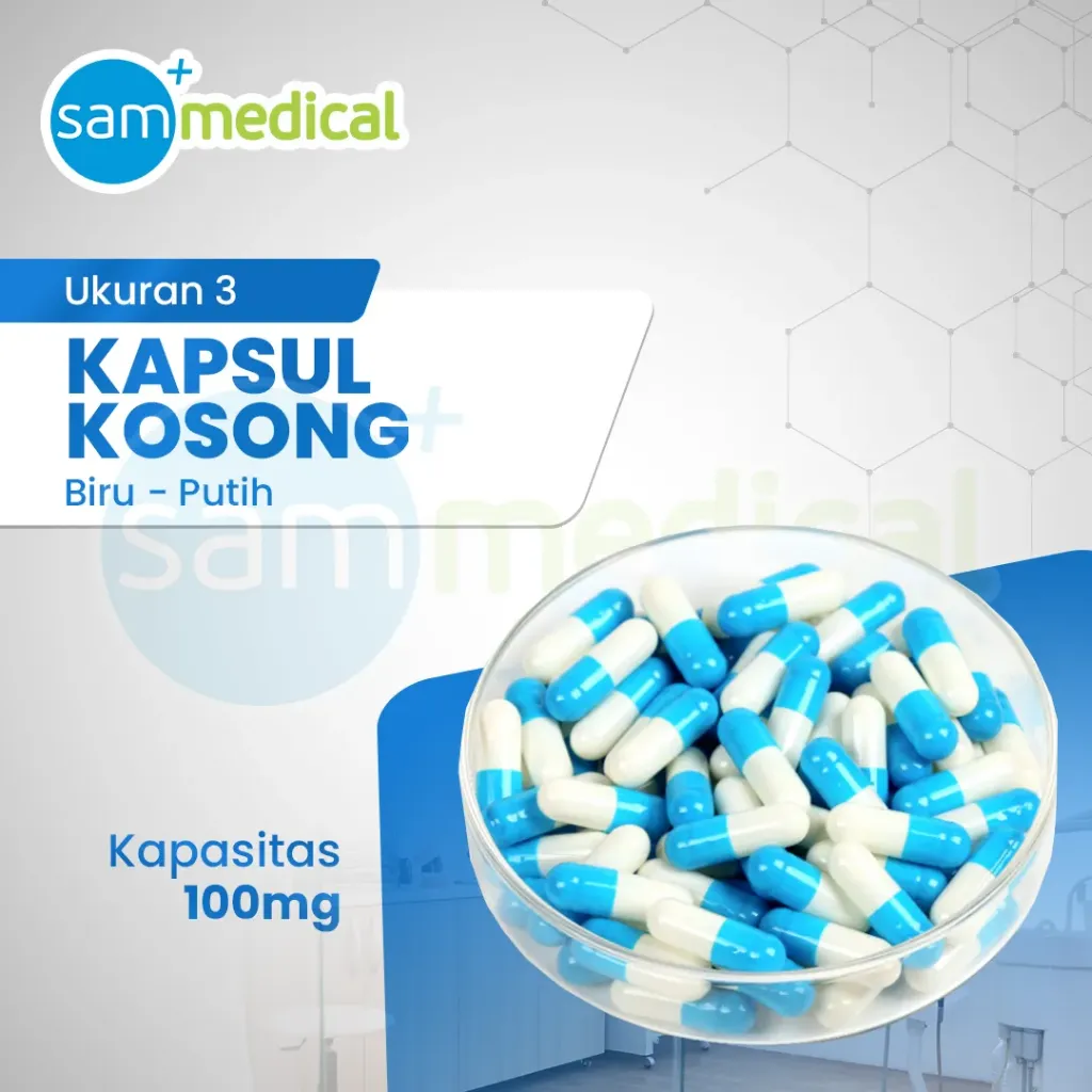 Kapsul Kosong No 3 (100mg) - Biru Putih