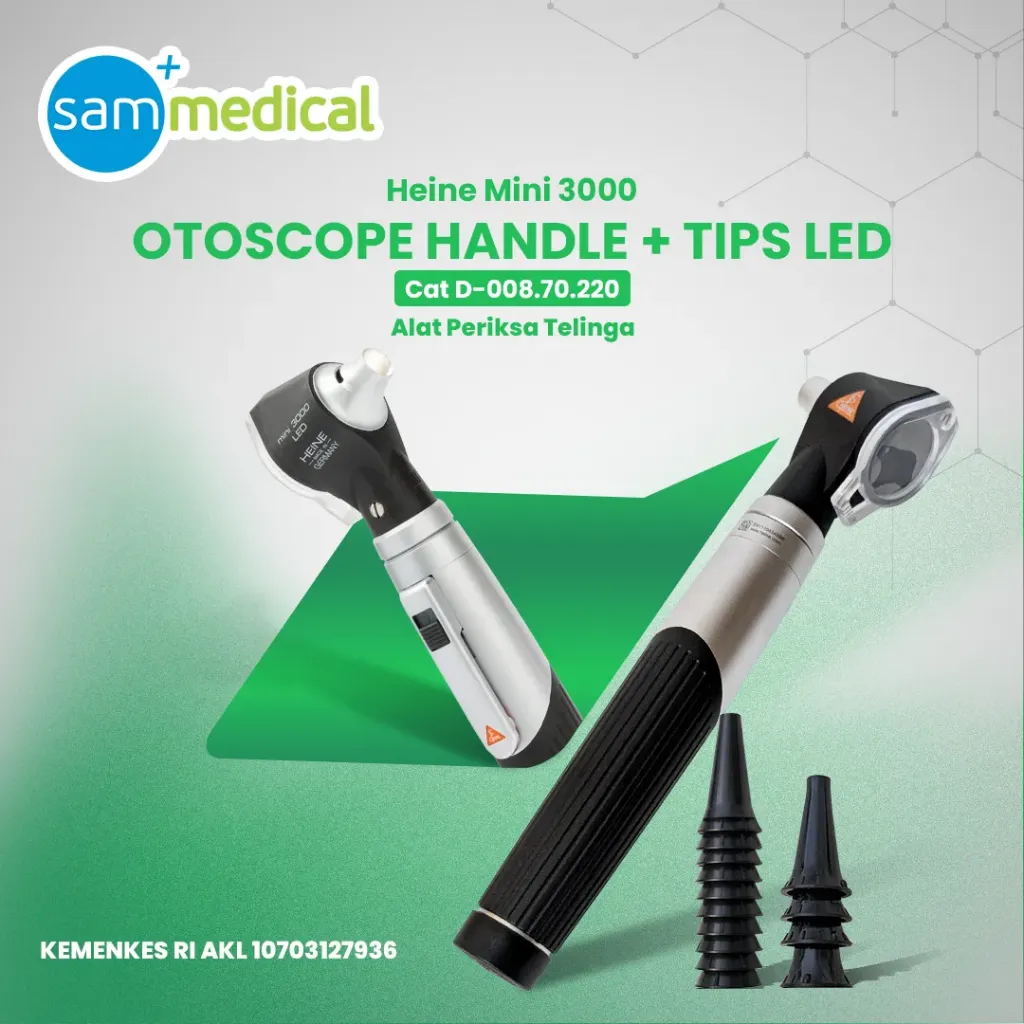 [120232039] Heine Mini 3000 Otoscope Handle + Tips LED Cat D-008.70.220