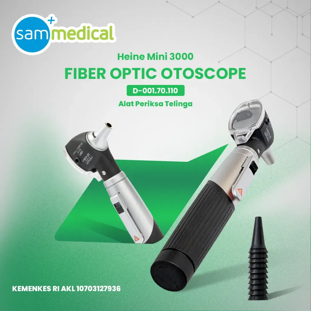 [120232040] Heine Mini 3000 Fiber Optic Otoscope Handle + 1XTips (Halogen) D-001.70.110