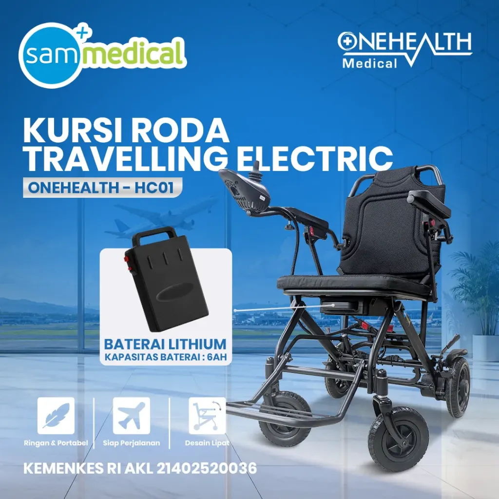 [120232272] One Health Kursi Roda Travelling Electric Baterai Lithium HC01